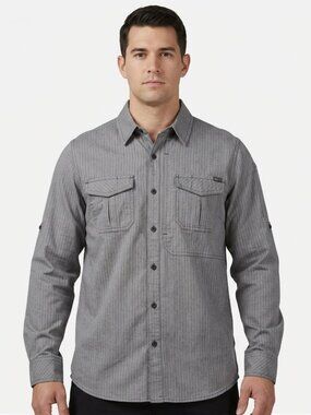 5.11 Tactical Men's Gray Striped Dual Chest Pockets Long Sleeve Shirt Size Small